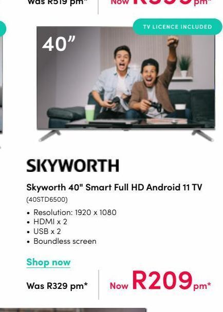 Smart tv skyworth 40'' offer at Teljoy