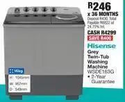 OK Furniture Hisense 16kg grey twin tub washing machine wsde163g offer