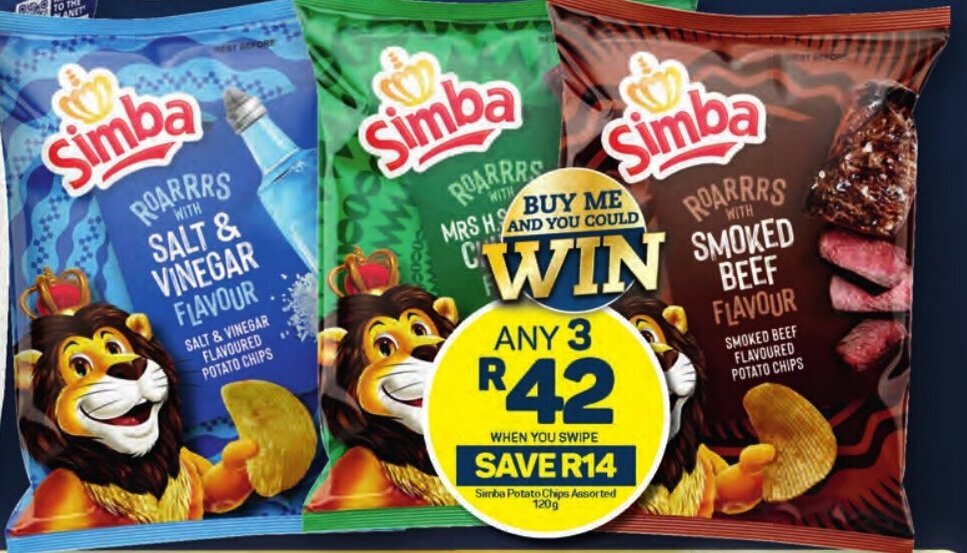 Simba Potato Chips Assorted 120g offer at Pick n Pay