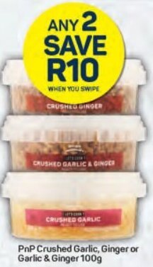 Pick n Pay PnP Crushed Garlic, Ginger or Garlic & Ginger 100g offer