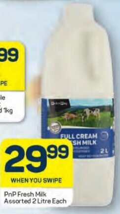 Pick n Pay PnP Fresh Milk Assorted 2 Litre Each offer