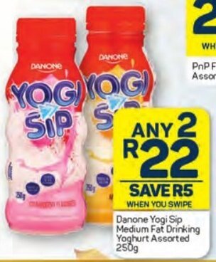 Danone Yogi Sip Medium Fat Drinking Yoghurt Assorted 250g