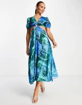 Topshop ring detail maxi cut out dress in blue