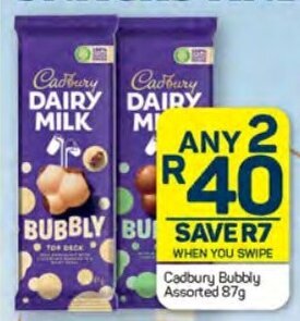 Pick n Pay Cadbury Bubbly Assorted 87g offer