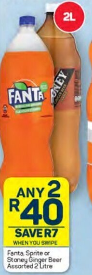 Pick n Pay Fanta, Sprite or Stoney Ginger Beer Assorted 2 Litre offer