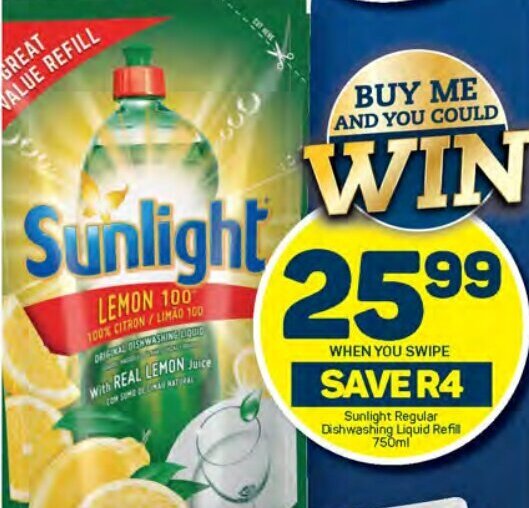 Sunlight Regular Dishwashing Liquid Refill 750ml offer at Pick n Pay