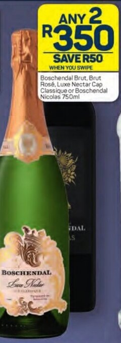 Pick n Pay Boschendal Brut, Brut Rosé, Luxe Nectar Cap Classique or Boschendal Nicolas 750ml offer