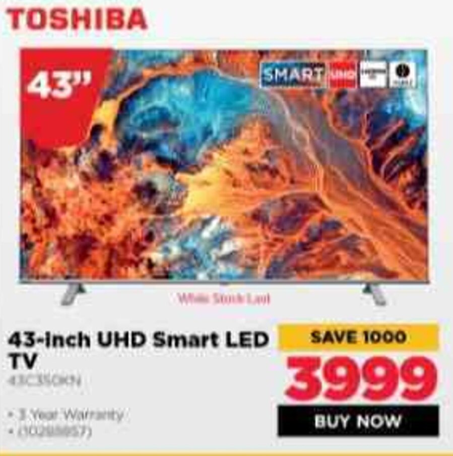 Toshiba 43-inch UHD Smart LED TV offer at HiFi Corp