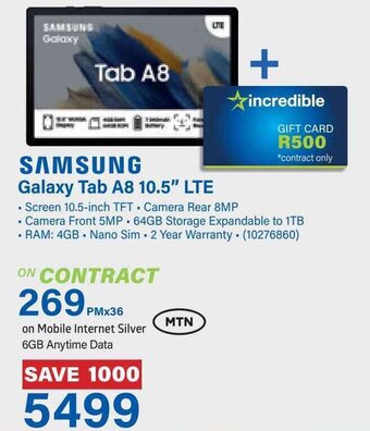 Incredible Connection SAMSUNG Galaxy Tab A8 10.5" LTE offer