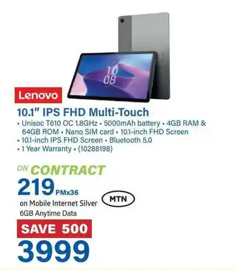 Incredible Connection Lenovo 10.1" IPS FHD Multi-Touch offer