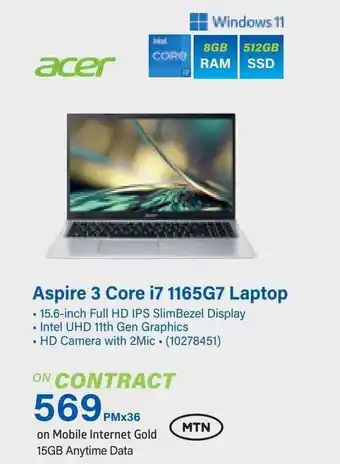 Incredible Connection Aspire 3 Core i7 1165G7 Laptop offer
