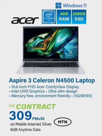 Incredible Connection Acer Aspire 3 Celeron N4500 Laptop offer