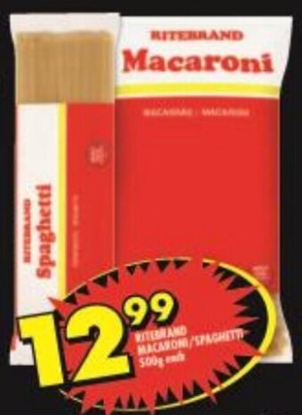 Shoprite Ritebrand Macaroni/Spaghetti 500g each offer