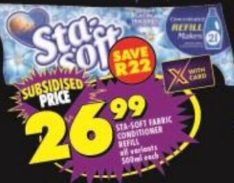 Shoprite STA-SOFT FABRIC CONDITIONER REFILL offer