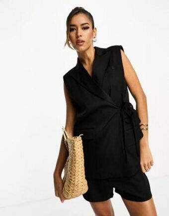 Asos 4th & reckless eliana waistcoat co-ord in black offer