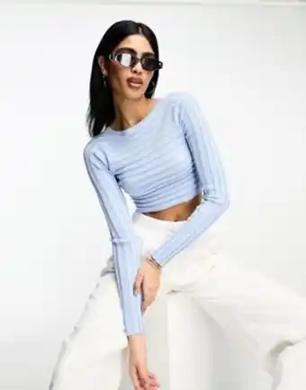 Asos 4th & reckless sorcha knit backless detail top in light blue offer