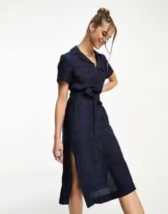 Asos Whistles easy linen midi shirt dress in indigo offer