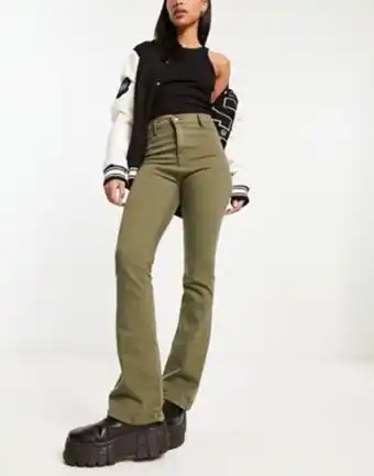 Asos Dtt bianca high waisted wide leg disco jeans in khaki offer