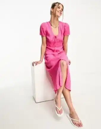 Asos Whistles heidi spot print midi dress in pink offer