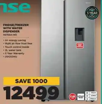 HiFi Corp Fridge/Freezer with Water Dispenser offer