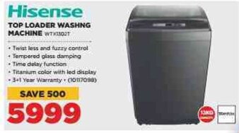 HiFi Corp Hisense Top Loader Washing Machine offer