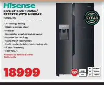 HiFi Corp Hisense Side by Side Fridge/Freezer with Minibar offer