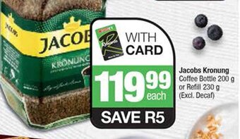Spar Jacobs Kronung Coffee Bottle 200 g or Refill 230 g (Excl. Decaf) offer