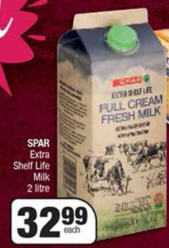 Spar SPAR Extra Shelf Life Milk 2 litre offer