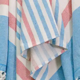 Whitehouse Cotton bay solid stripe backed fouta - blue / red offer