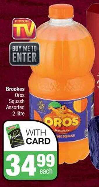 Spar Brookes Oros Squash Assorted 2 litre offer