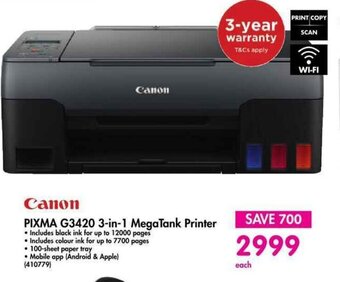 Makro Canon PIXMA G3420 3-in-1 MegaTank Printer offer