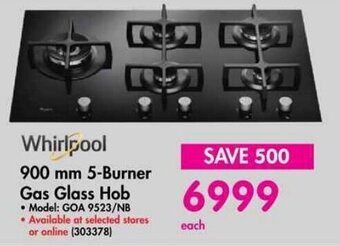 Makro Whirlpool 900 mm 5-Burner Gas Glass Hob offer