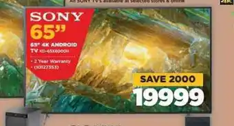 HiFi Corp Sony 65"4k Android offer