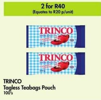 Makro TRINCO Tagless Teabags Pouch 100's offer