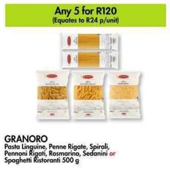 GRANORO Pasta Linguine, Penne Rigate, Spirali, Pennoni Rigati, Rosmarino, Sedanini or Spaghetti Ristoranti 500 g