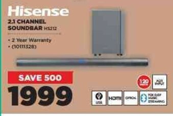 HiFi Corp Hisense 2.1 Channel Soundbar offer