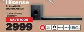 HiFi Corp Hisense 2.1 Channel Soundbar offer