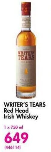 WRITER'S TEARS Red Head Irish Whiskey