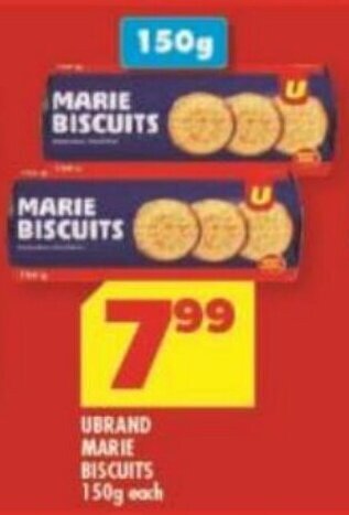 UBRAND MARIE BISCUITS 150g each