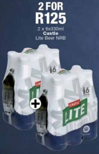 Checkers 2 x 6x330ml Castle Lite Beer NRB offer
