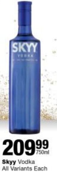 Checkers Skyy Vodka All Variants Each offer