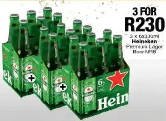 Checkers 3 x 6x330ml Heineken-Premium Lager Beer NRB offer