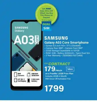 Incredible Connection Samsung galaxy a03 core offer