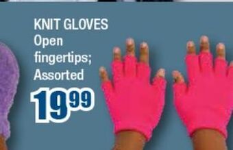 Knit gloves open fingertips assorted