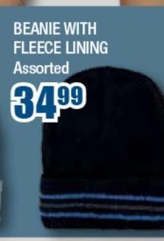 Beanie with fleece lining assorted