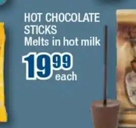 Hot chocolate sticks melts in hot milk