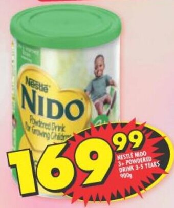 Shoprite NESTLE NIDO 3+ POWDERED DRINK 3-5 YEARS 900g offer