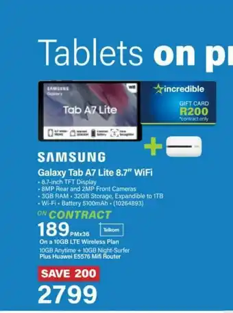 Incredible Connection Samsung galaxy tab a7 lite 8.7'' offer