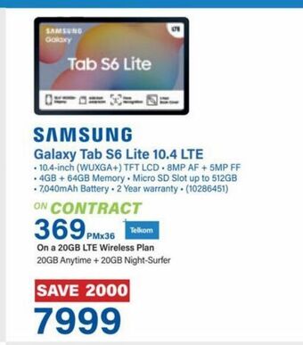 Incredible Connection Samsung galaxy tab s6 lite 10.4 lte offer