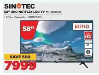 HiFi Corp Sinotec 58"UHD Netflix LED TV offer